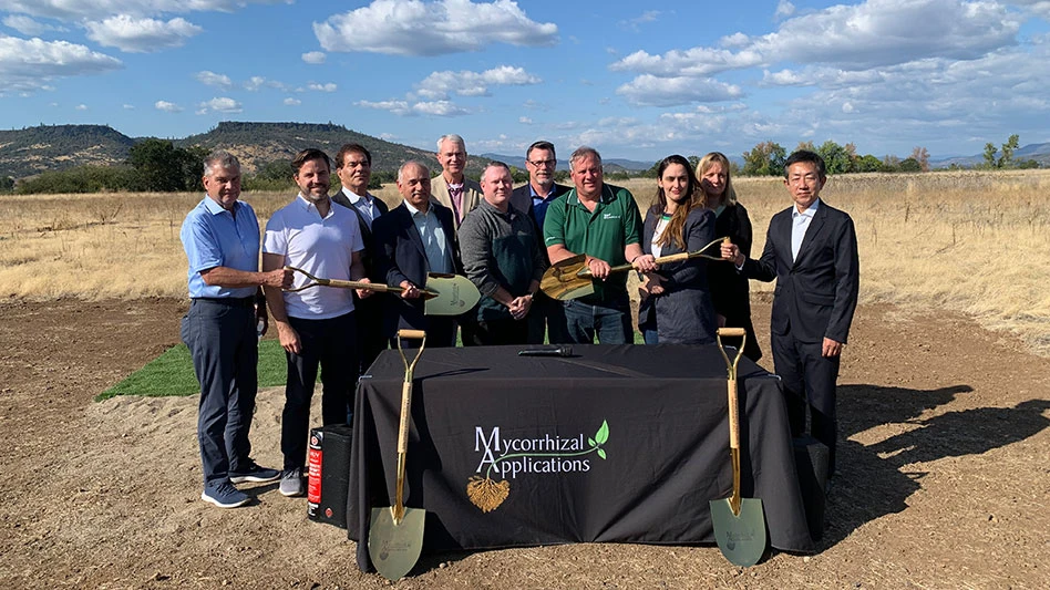 Executives of Valent BioSciences attended the groundbreaking ceremony in White City, Oregon.